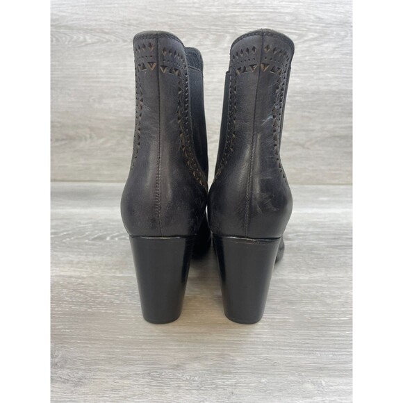 Ariat Womens Boot Black Leather 6 Cutout Western Cowgirl Block Heel Booties - Picture 4 of 11